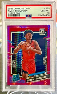 2023 Panini Donruss Optic Amen Thompson Rated Rookie Hyper Pink #229 / PSA 10 - Photo 1 sur 2