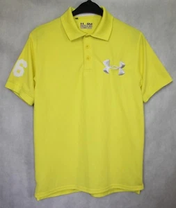 Under Armour Heat Gear Mens Neon Yellow Golf Polo Shirt Regular Size S Small - Picture 1 of 10