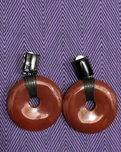 OSCAR DE LA RENTA Carnelian Drop Clip-On Earrings vintage - Picture 1 of 5