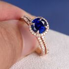 Wedding Bridal Gift For Her 14k Rose Gold Plated Silver Lab Created 2Ct Sapphire