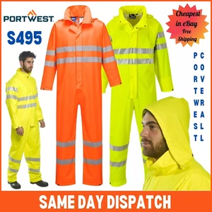 PORTWEST Sealtex Ultra Coverall Hi Vis wasserdicht Pack Weghaube Sicherheit S495 UK - Bild 1 von 7