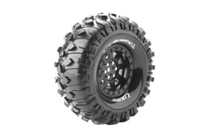 CR-Rowdy 1/10 1.9" Crawler Tires, 12mm Hex, Super Soft, Mntd. on Black Rim, (2) - Picture 1 of 2