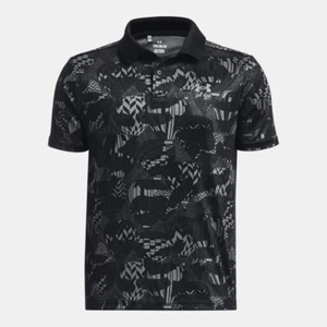 Under Armour Youth XS Golf Polo shirt Black Gray Hot Air Balloon NWT New - Picture 1 of 2