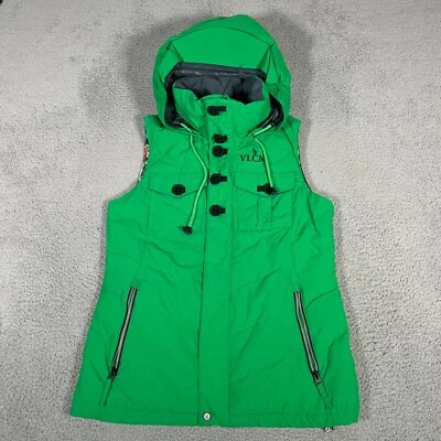 Volcom Vest Womens Size Medium Green Cicely Down Puffer Full Zip Hooded Ski Snow - Image 1 of 4