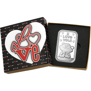 I Love You Bär 1oz .999 Feinsilberbarren SilverTowne Geschenkbox mit Liebeshülle - Bild 1 von 8
