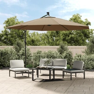 Ampelschirm mit LED-Beleuchtung und Metall-Mast 350 cm Taupe - Bild 1 von 11