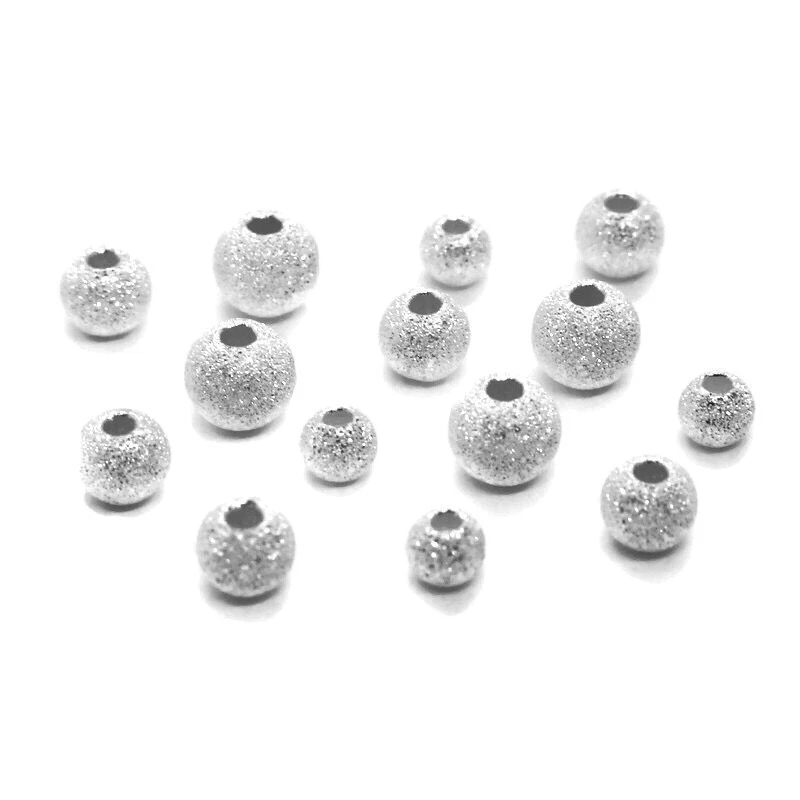 925 Sterling Silver STARDUST SPACER BEADS 4mm, 5mm, 6mm (findings frosted) - Image 1 of 4