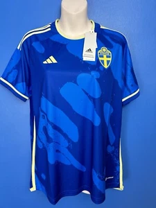 NEW Sweden Womans Team Jersey Away Football Shirt Blue Adidas Large BNWT - Picture 1 of 12