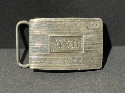 Tiffany & Co. Vintage Sterling Silver Engine Turned Pattern Belt Buckle - Image 1 of 4