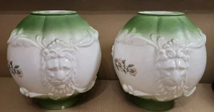 Vtg Gone with the Wind Flower Lion Hurricane Parlor Lamp Shades Globe Milk Glass - Picture 1 of 17