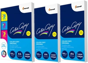 SET 3x Mondi Color Copy Druckerpapier A4 glänzend weiß 100/120/160g je 100 Blatt - Bild 1 von 1