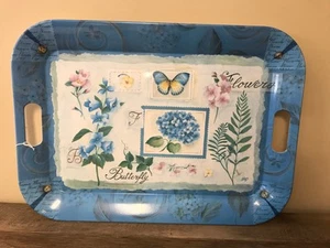 KELLER-CHARLES Melamine Rectangular Springtime Flowers Butterfly Serving Tray It - Picture 1 of 4