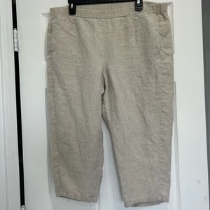 J. Jill Pure 100% Linen Capri Pants Size Petite Large PL Khaki Tan Beige - Picture 1 of 9