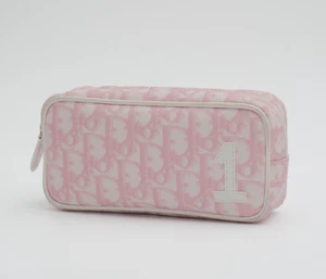 Christian Dior Trotter No.1 Pouch Makeup Cosmetic Bag Purse PVC Pink Authentic - Picture 1 of 24