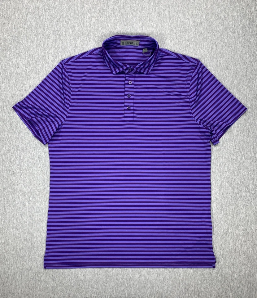 G/Fore Perforated Striped Purple Golf Polo Shirt GMP000032 Men's Size XL