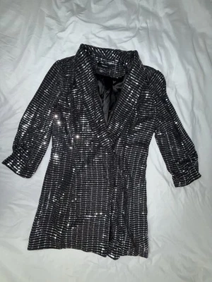 Women’s Disco Silver/Black Sparkly Blazer Dress Size Medium - Image 1 of 4