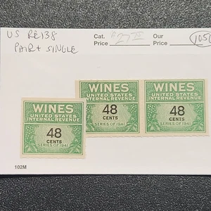 United States #RE138 Pair + Single - CV $27.75 - Lot #10560 - Picture 1 of 1
