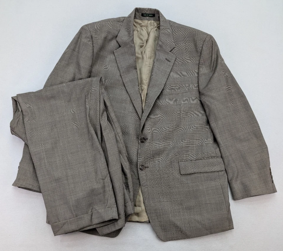 Traje plisado de lana a cuadros beige talla 48R Lauren Ralph Lauren para hombre talla 42x30 Foto 1 de 4