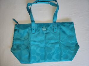 NEW Coach Getaway Nylon Packable Weekender Tote Bag Turquoise Blue F77321 NWOT