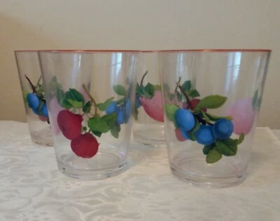 Juego De 4 Vasos Acrílicos Ligeros De Colección Diseño Fruta Foto 1 de 3