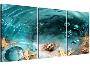 Seestern am Meer Leinwand Bilder 3 Panel für Ihr Badezimmer 3253 - Bild 1 von 5