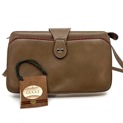 GUCCI Bolso de Hombro Vintage Cuero Marrón Auténtico "Bolso Súper Raro" Foto 1 de 4