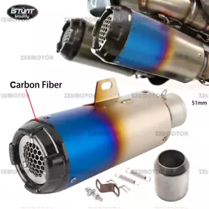 51mm Exhaust Pipe Muffler Carbon Slip for CFMOTO 675/450 KOVE 450RR RR660S Blue - Picture 1 of 7