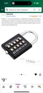 MroMax 1Pcs 10-Digit Combination Padlock Push Button Lock for Locker Gym, Case, - Picture 1 of 7