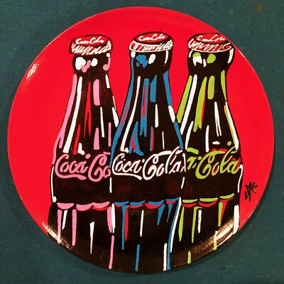STEVE KAUFMAN ALL ORIGINAL Coca Cola painting drawing SIGNED COA Plate Coke - Image 1 of 4