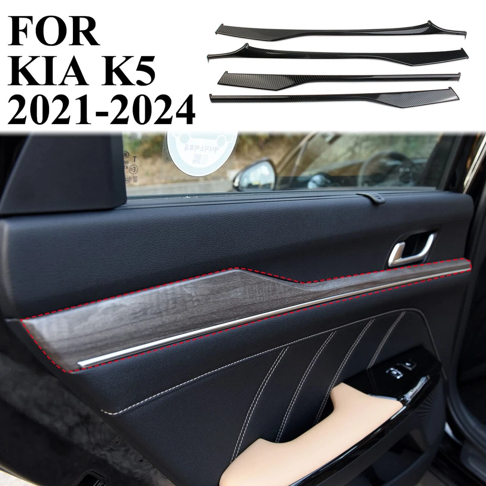 Carbon fiber style interior 4-door panel decor trim cover for KIA K5 2021-2024 - Image 1 of 4