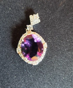 Sterling Silver Natural Amethyst Pendant Without Chain New UK Seller 00873 - Picture 1 of 6