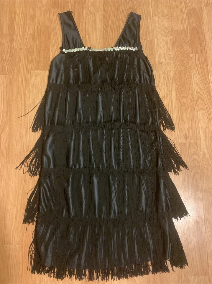 女士性感黑色 1920 年代 Flapper 女孩花式礼服服装 - 尺寸 Sm - 状况良好 — 第 1/4 张图片