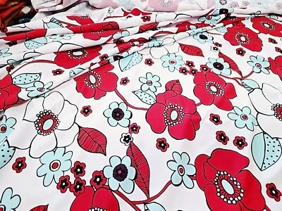 Jersey ITY Tejido Brillante Flores Amapola Grande Floral Por Yarda   Foto 1 de 3