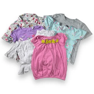 5 5T Girls Top Bundle Lot Short Sleeve Tee Button Up Collared Floral Disney Lace - Picture 1 of 12