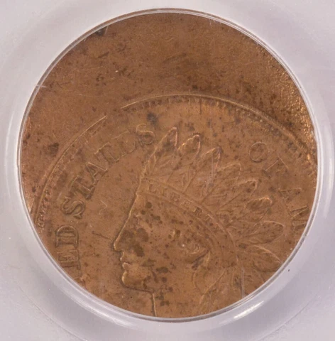 PCGS 1c Indian Cent Struck 30% Off-Center MS62 RB Cover