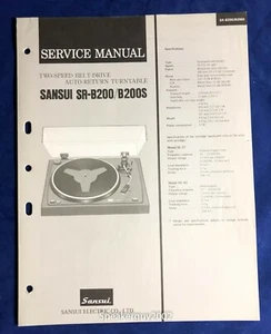Original Sansui SR-B200 B200S / Auto-Return Plattenspieler Service Manual -- BB1 - Bild 1 von 1