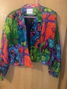 Doncaster Women's 100% Silk Multicolor Graphic Blazer Jacket Long Sleeve 12 - Picture 1 of 6