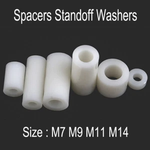 Nylon Plastic Spacers Standoff White Round ABS Washers M7 M9 M11 M14 5Pcs 10Pcs - Picture 1 of 5