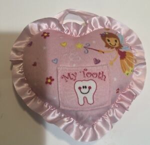 Tooth Fairy Pillow  Heart Stuffed Pocket "For the Tooth Fairy"  7" Pk Plush