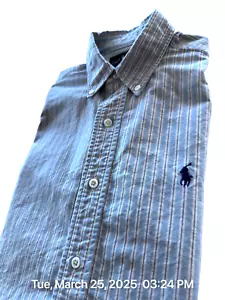 Camisa Ralph Lauren Tela Japonesa Para Hombre 15 X 32 Azul Rayas LS De Colección EE. UU. - Imagen 1 de 11
