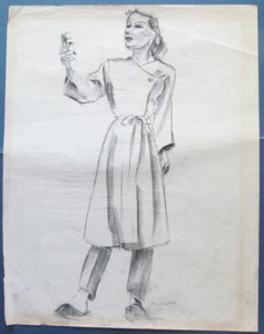 1930er MODE Modernistische Skizze Alexander Mueller Wisconsin / Kalifornien - Bild 1 von 3