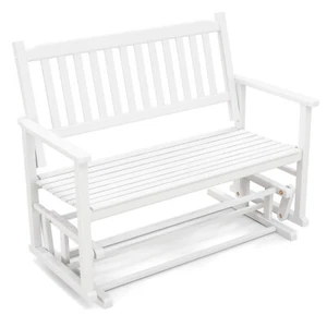 2-Person Patio Glider Loveseat Chair w/ Solid Wood Frame Safe & Gentle Gliding - Picture 1 of 8