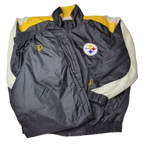 Pro Player Vintage NFL Steelers Windbreaker Jacket & Pants Track Suit Men's XL Cover