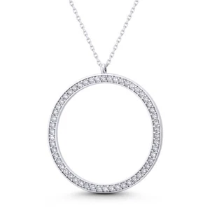 Eternity Circle Love Forever CZ Crystal Pendant Necklace in .925 Sterling Silver - Picture 1 of 5