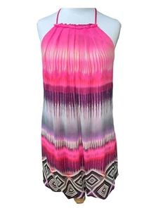 B Darlin sleeveless sheer lined hot pink beaded tie neck girls dress 9 to 10 - Picture 1 of 10