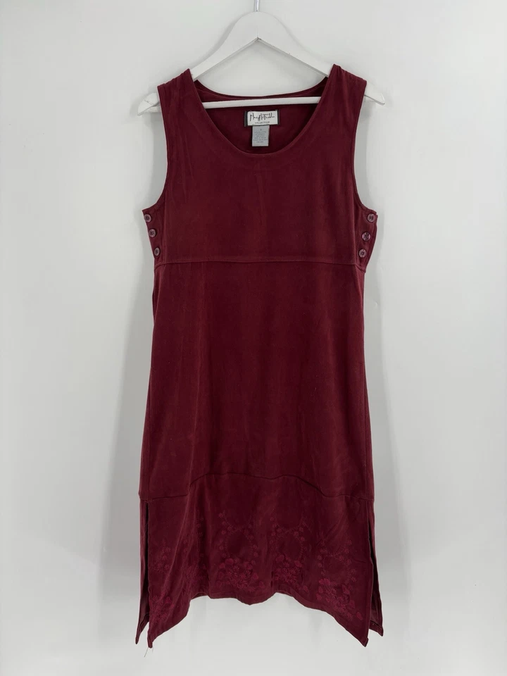 Vestido Mary McFadden Vintage Mujer Pequeño Rojo Sin Mangas Midi Floral Bordado Foto 1 de 4