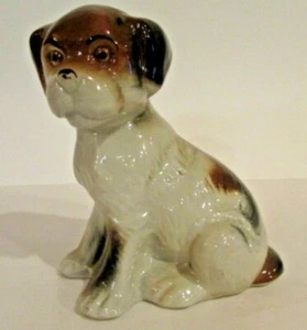 Braun-weiße Porzellan Welpen Figur Deko - Bild 1 von 5
