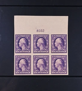 USA Scott # 494 Plate Block of 6 VF OG Hinged 3c Washington US Stamps Cat $95 - Picture 1 of 2