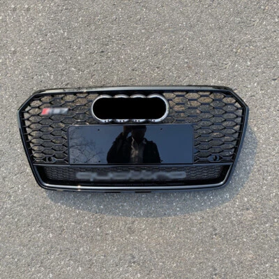 For Audi A7 S7 2016-2018 RS7 Style Black Ring Honeycomb Front bumper Grille - Image 1 of 4