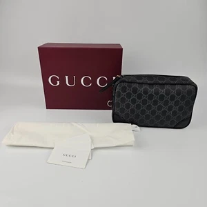 GUCCI GG Emblem Small Black Fabric Toiletry Case New & Authentic - Picture 1 of 16